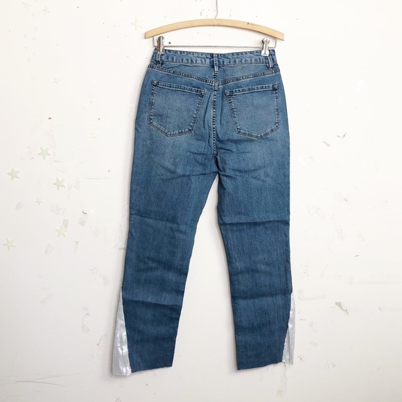 RACHEL Roy hi rise cropped raw hem sequin detail jeans - Picture 11 of 13